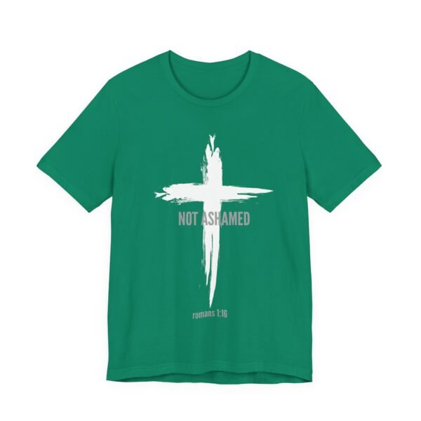 Not Ashamed Shirt - Bella Canvas Unisex Christian T-Shirt with Cross & Romans 1:16, Faith Graphic Tee, Bible Verse Apparel - Image 15
