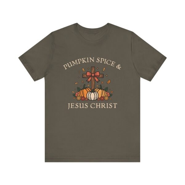 Pumpkin Spice and Jesus Christ - Bella Canvas Unisex T-shirt, Christian Fall Sweater, Faith & Coffee - Image 17