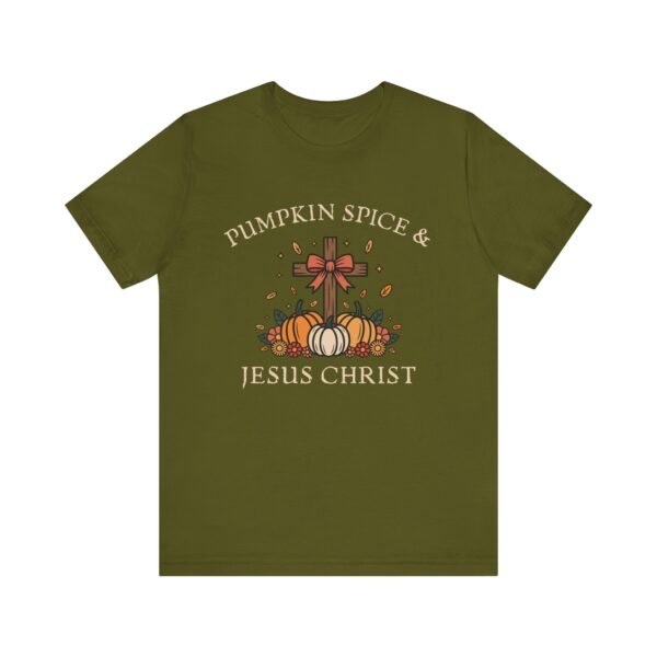 Pumpkin Spice and Jesus Christ - Bella Canvas Unisex T-shirt, Christian Fall Sweater, Faith & Coffee - Image 21