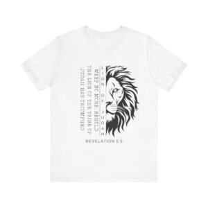 Lion of Judah Shirt - Unisex Bella Canvas Christian T-Shirt with Revelation 5:5, Bible Verse Lion Head Graphic Tee
