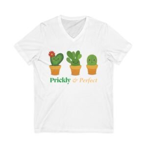 Cactus Love V-Neck Tee - Prickly & Perfect T-Shirt for Plant Lovers, Cute Garden Gift, Summer Casual Wear, Eco-Friendly Style