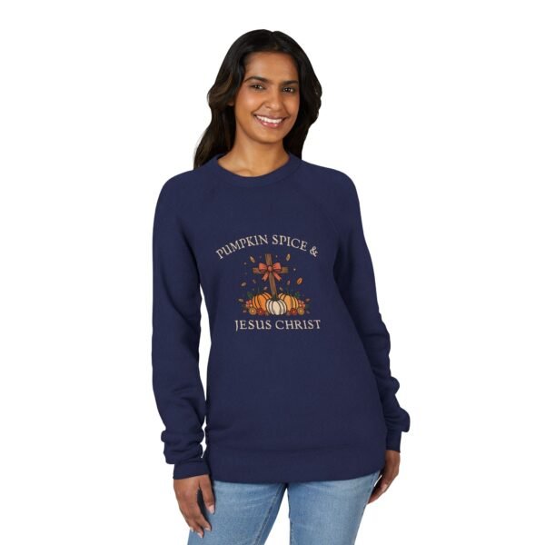 Pumpkin Spice And Jesus Christ Sweatshirt - Bella  Canvas Unisex Raglan Fleece, Christian Fall Sweater, Faith & Coffee Crewneck - Image 11
