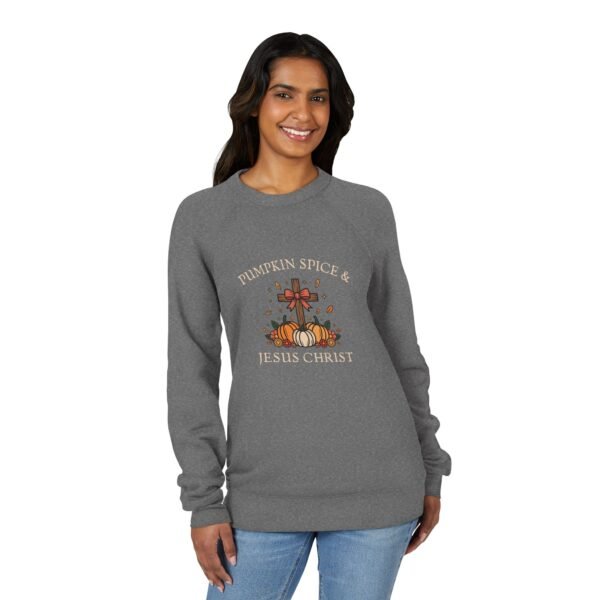 Pumpkin Spice And Jesus Christ Sweatshirt - Bella  Canvas Unisex Raglan Fleece, Christian Fall Sweater, Faith & Coffee Crewneck - Image 7