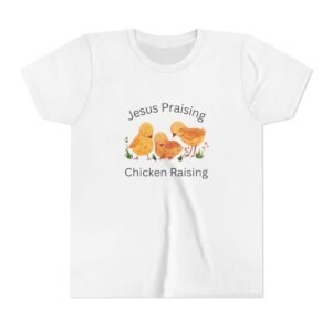 Jesus Praising Chicken Raising Youth Shirt - Kids Christian T-Shirt, Farm & Faith Graphic Tee by Kid Designer
