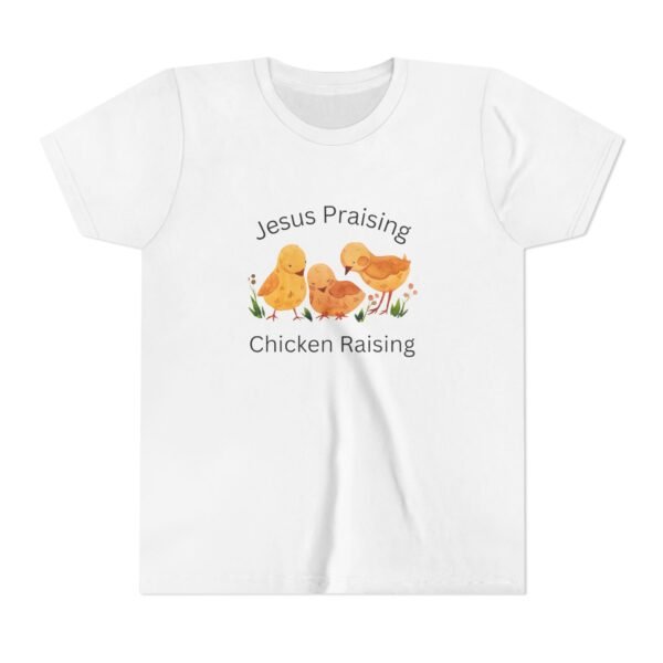 Jesus Praising Chicken Raising Youth Shirt - Kids Christian T-Shirt, Farm & Faith Graphic Tee by Kid Designer