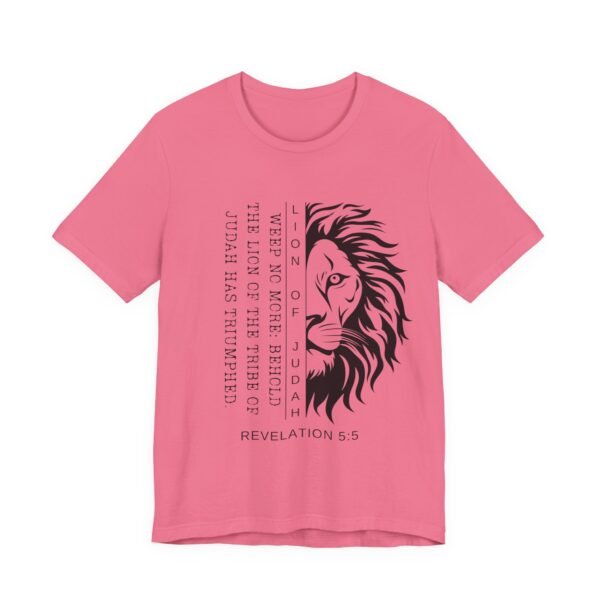 Lion of Judah Shirt - Unisex Bella Canvas Christian T-Shirt with Revelation 5:5, Bible Verse Lion Head Graphic Tee - Image 55