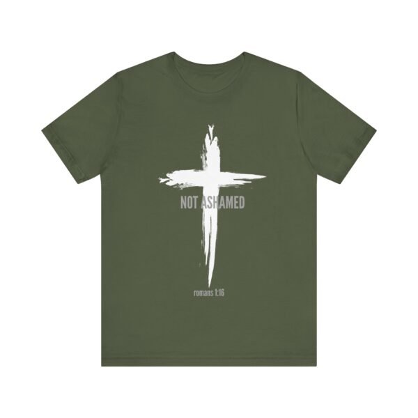 Not Ashamed Shirt - Bella Canvas Unisex Christian T-Shirt with Cross & Romans 1:16, Faith Graphic Tee, Bible Verse Apparel - Image 9
