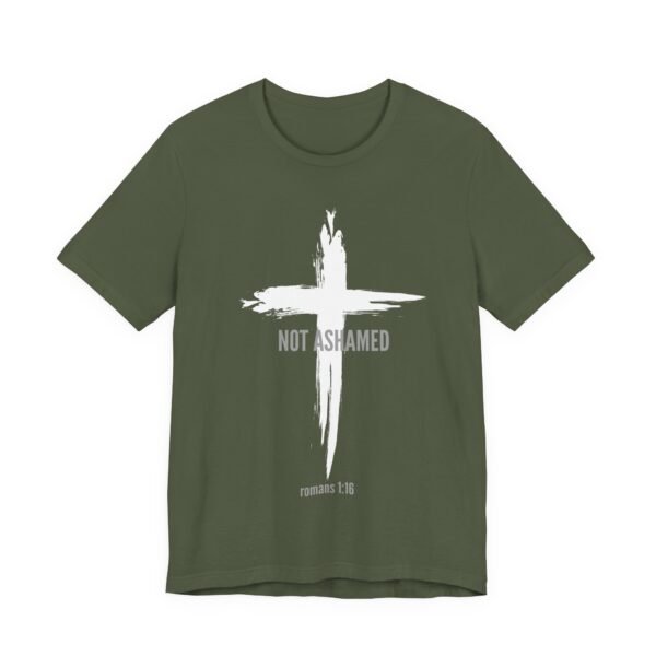 Not Ashamed Shirt - Bella Canvas Unisex Christian T-Shirt with Cross & Romans 1:16, Faith Graphic Tee, Bible Verse Apparel - Image 11