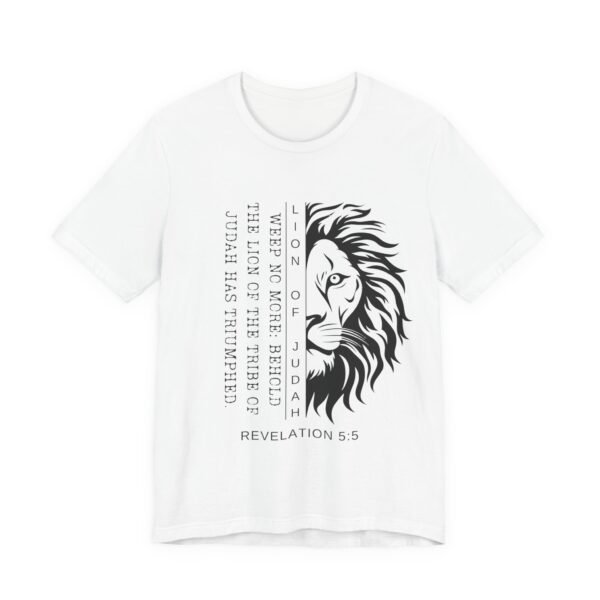 Lion of Judah Shirt - Unisex Bella Canvas Christian T-Shirt with Revelation 5:5, Bible Verse Lion Head Graphic Tee - Image 3