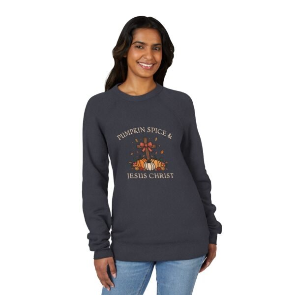 Pumpkin Spice And Jesus Christ Sweatshirt - Bella  Canvas Unisex Raglan Fleece, Christian Fall Sweater, Faith & Coffee Crewneck - Image 15
