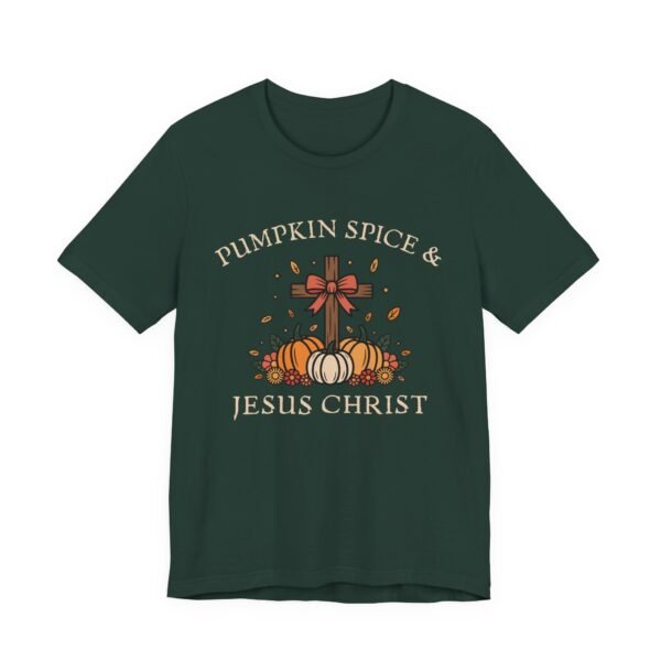 Pumpkin Spice and Jesus Christ - Bella Canvas Unisex T-shirt, Christian Fall Sweater, Faith & Coffee - Image 31
