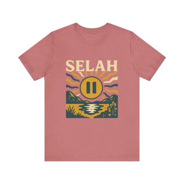Selah Shirt - Bella Canvas Unisex Christian TShirt with Sunset Pause Button, Faith Inspired Graphic Tee - Image 5