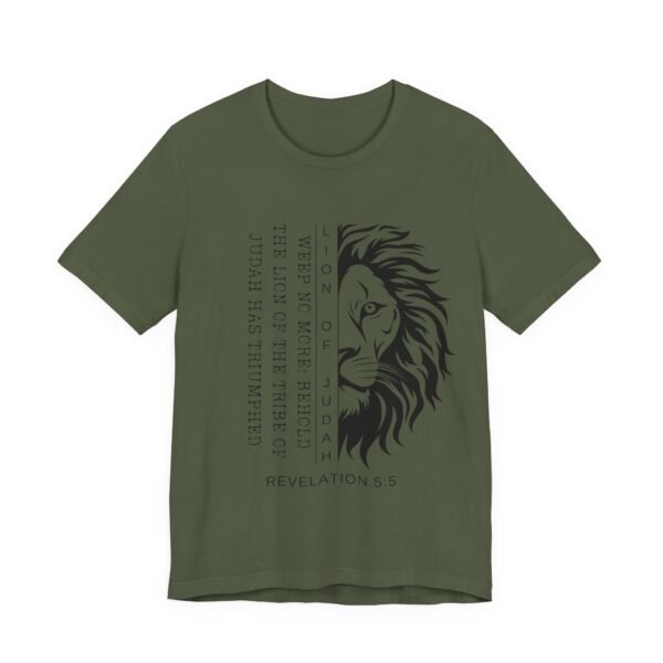 Lion of Judah Shirt - Unisex Bella Canvas Christian T-Shirt with Revelation 5:5, Bible Verse Lion Head Graphic Tee - Image 27