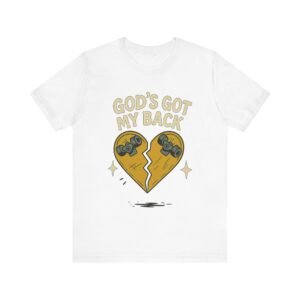 Gods Got My Back Shirt - Bella Canvas Unisex Christian T-Shirt with Broken Skateboard Heart, Faith Inspired Graphic Tee