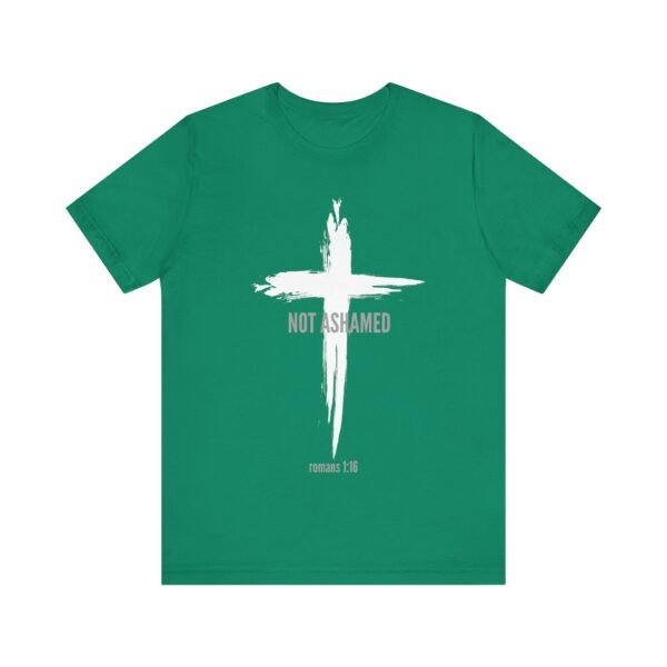 Not Ashamed Shirt - Bella Canvas Unisex Christian T-Shirt with Cross & Romans 1:16, Faith Graphic Tee, Bible Verse Apparel - Image 13