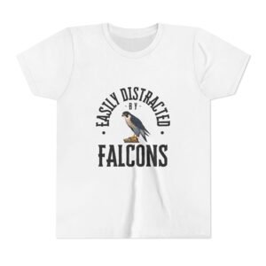 Easily Distracted by Falcons Youth Tee, Fun Animal Shirt, Cute Kids Outfit, Gift for Bird Lovers, Nature Inspired Apparel