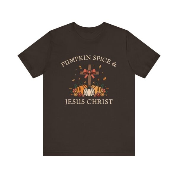 Pumpkin Spice and Jesus Christ - Bella Canvas Unisex T-shirt, Christian Fall Sweater, Faith & Coffee - Image 9
