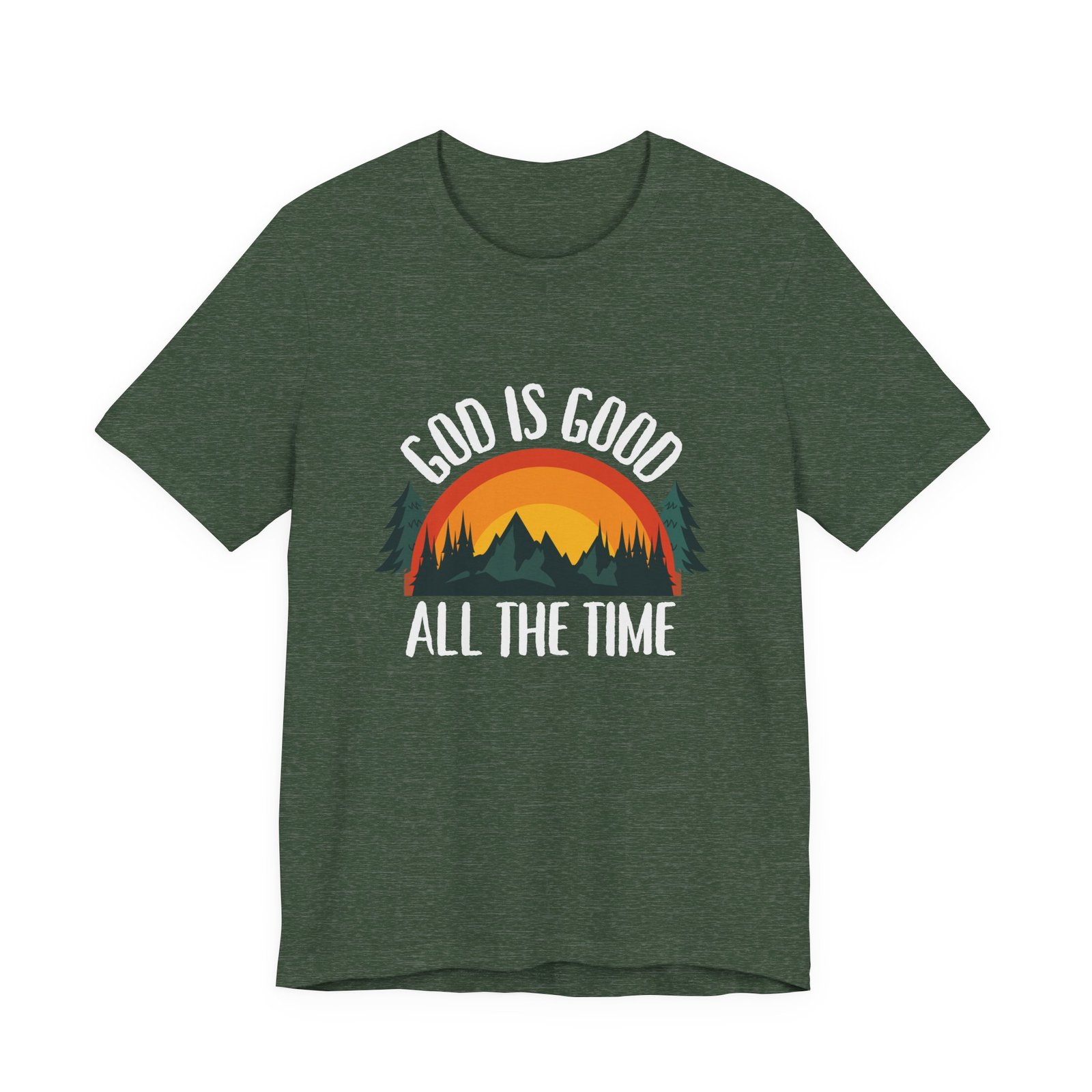 God Is Good All the Time Shirt Retro - Vintage Forest Design, Unisex Christian T-Shirt, Faith Graphic Tee