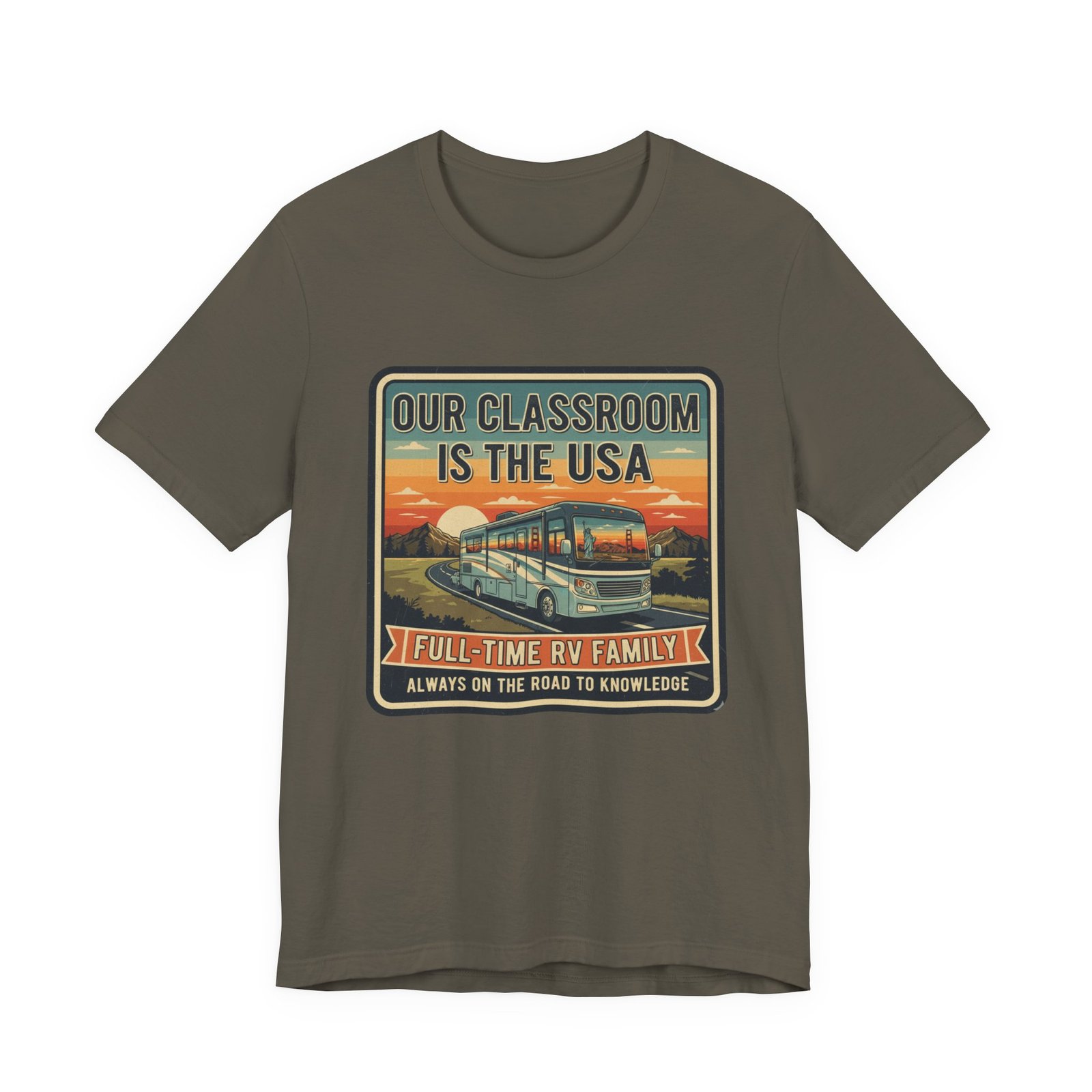 Our Classroom Is the USA Shirt – Full-Time RV Family Roadschooling T-Shirt, On the Road to Knowledge Homeschool Tee - Image 8