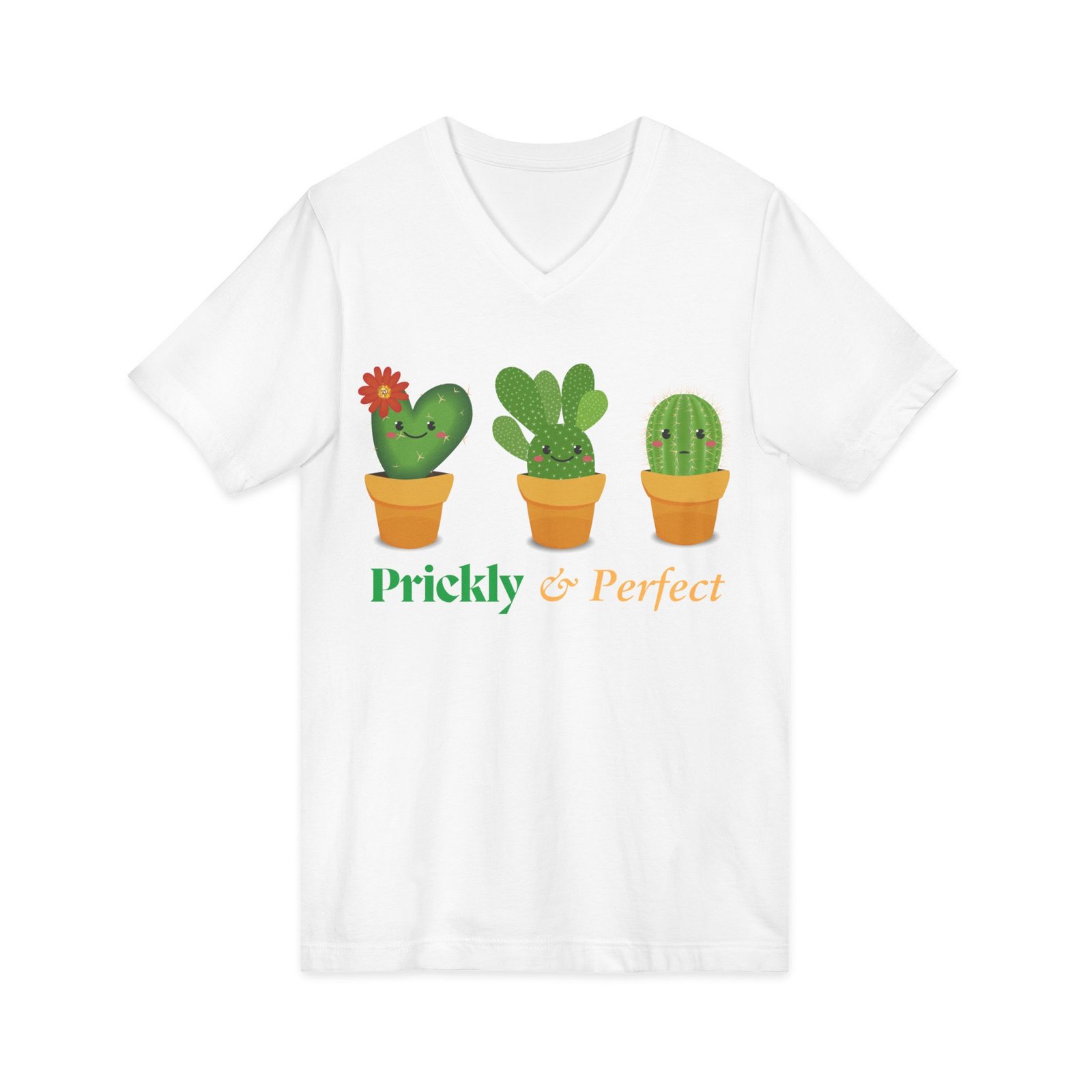 Cactus Love V-Neck Tee - Prickly & Perfect T-Shirt for Plant Lovers, Cute Garden Gift, Summer Casual Wear, Eco-Friendly Style - Image 2
