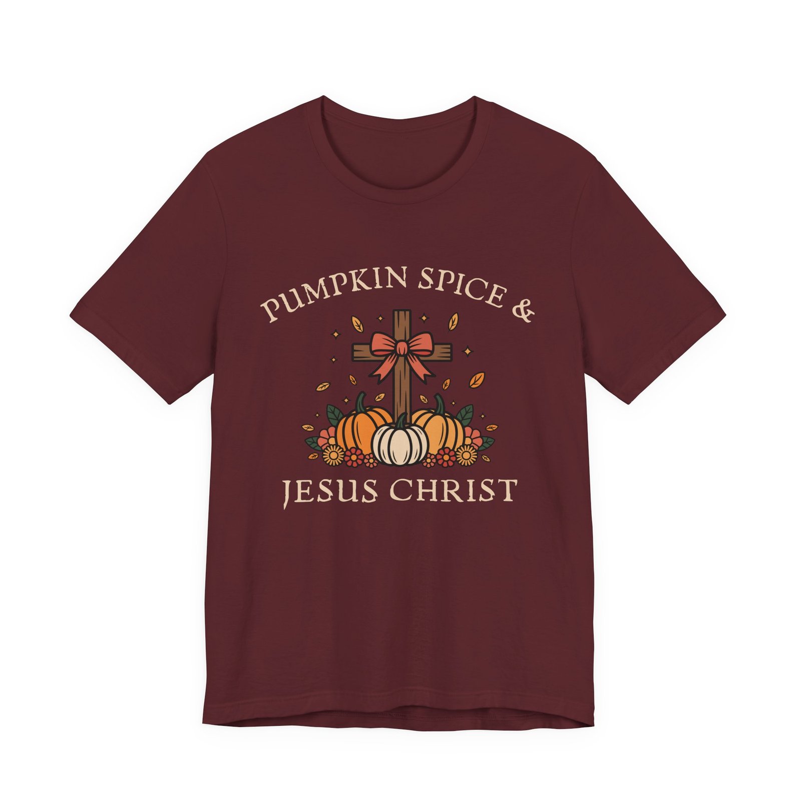 Pumpkin Spice and Jesus Christ - Bella Canvas Unisex T-shirt, Christian Fall Apparel, Faith & Coffee