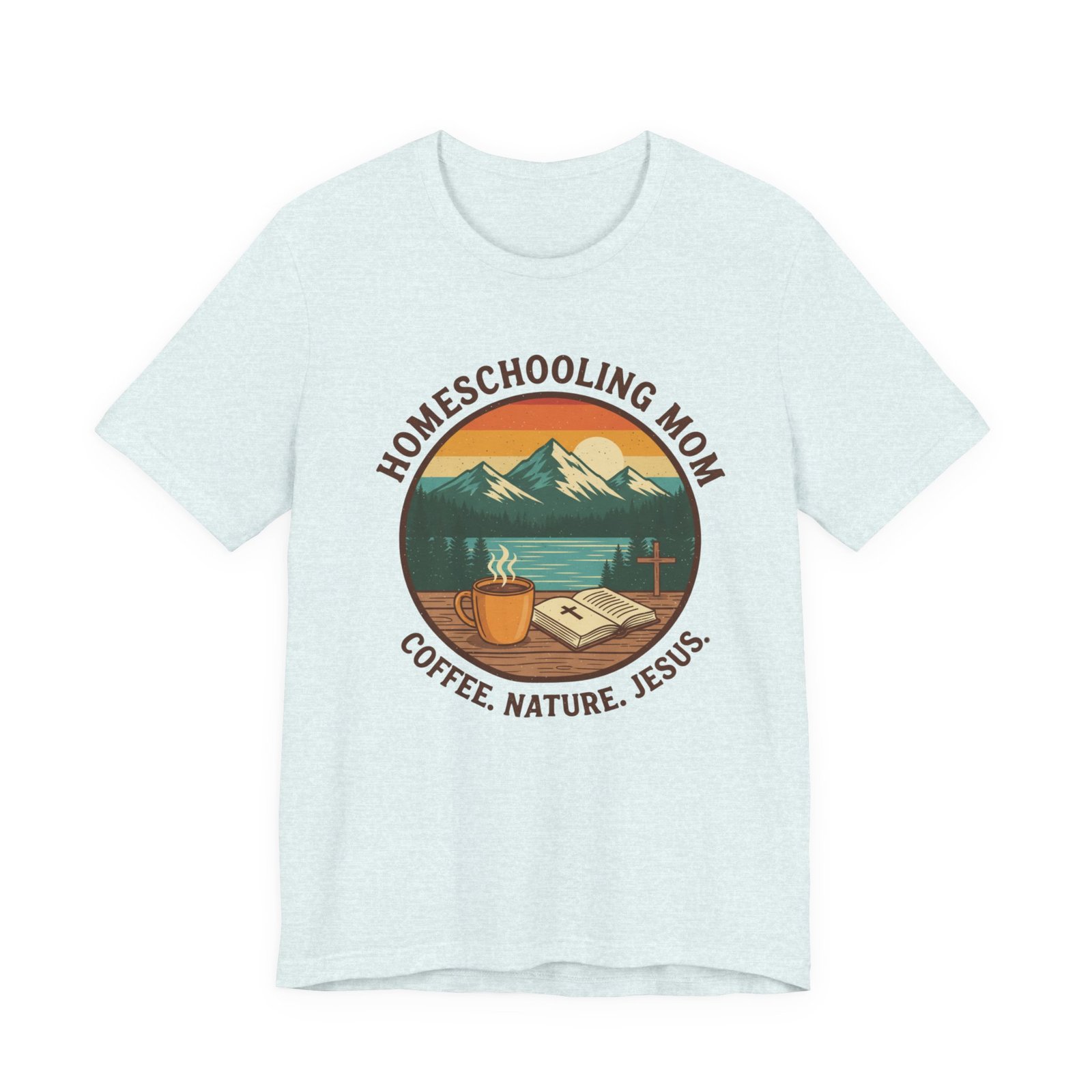 Homeschooling Mom Coffee Nature Jesus Shirt - Bella + Canvas Unisex Christian Homeschool Tee, Faith & Outdoors Shirt for Moms - Image 9