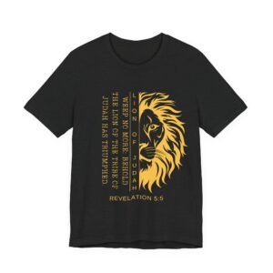 Lion of Judah Shirt - Unisex Bella Canvas Christian T-Shirt with Revelation 5:5, Bible Verse Lion Head Graphic Tee