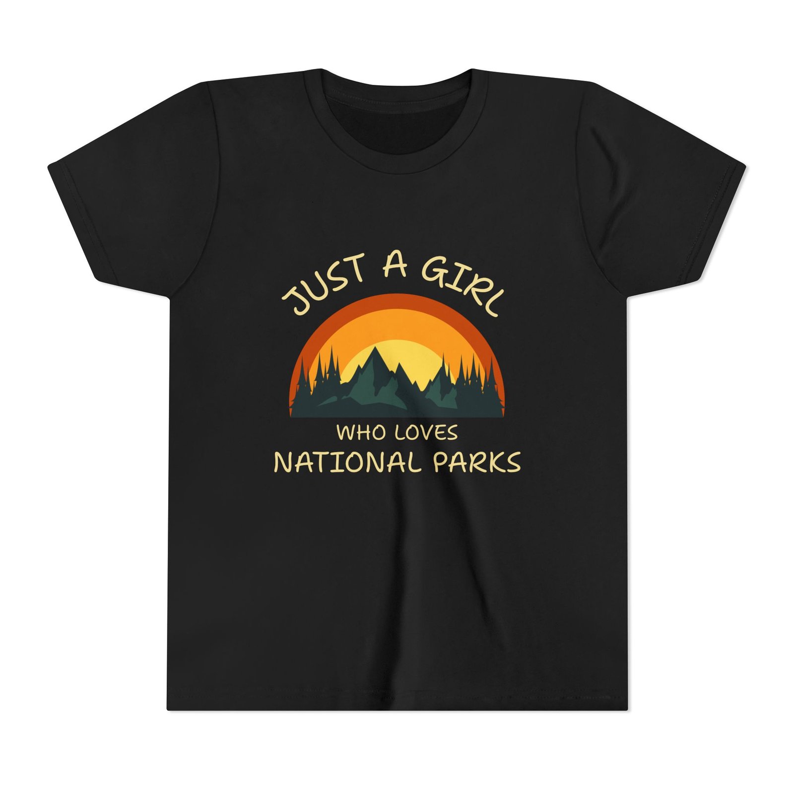 Just a Girl Who Loves National Parks Youth T-Shirt - Adventure Kids Tee, Outdoor Nature Lover Shirt - Image 2
