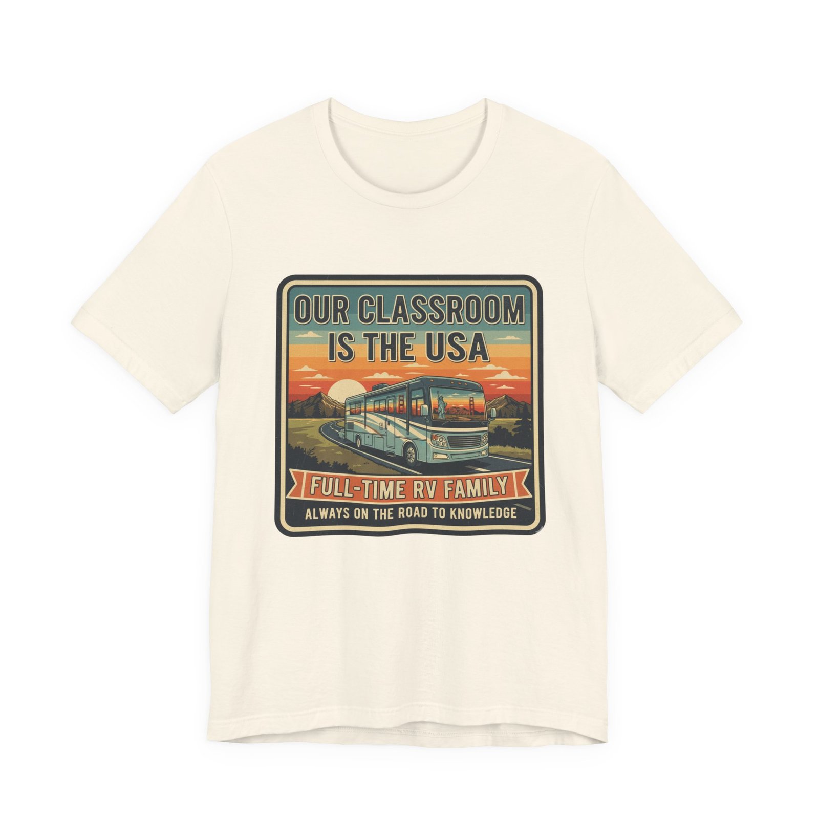 Our Classroom Is the USA Shirt – Full-Time RV Family Roadschooling T-Shirt, On the Road to Knowledge Homeschool Tee - Image 5