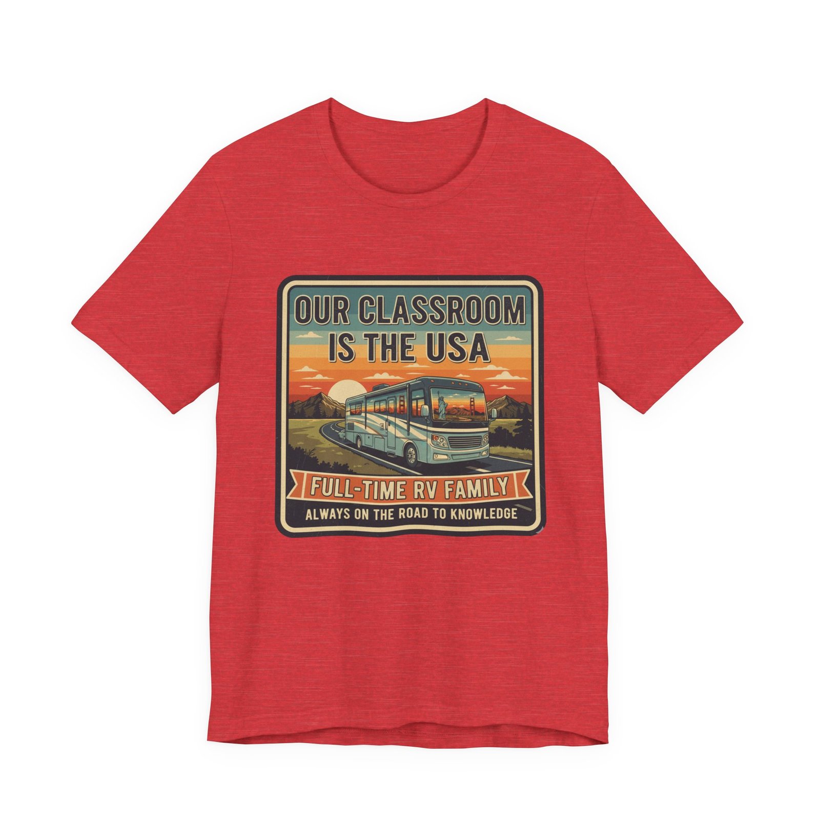 Our Classroom Is the USA Shirt – Full-Time RV Family Roadschooling T-Shirt, On the Road to Knowledge Homeschool Tee - Image 18
