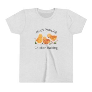 Jesus Praising Chicken Raising Youth Shirt - Kids Christian T-Shirt, Farm & Faith Graphic Tee by Kid Designer