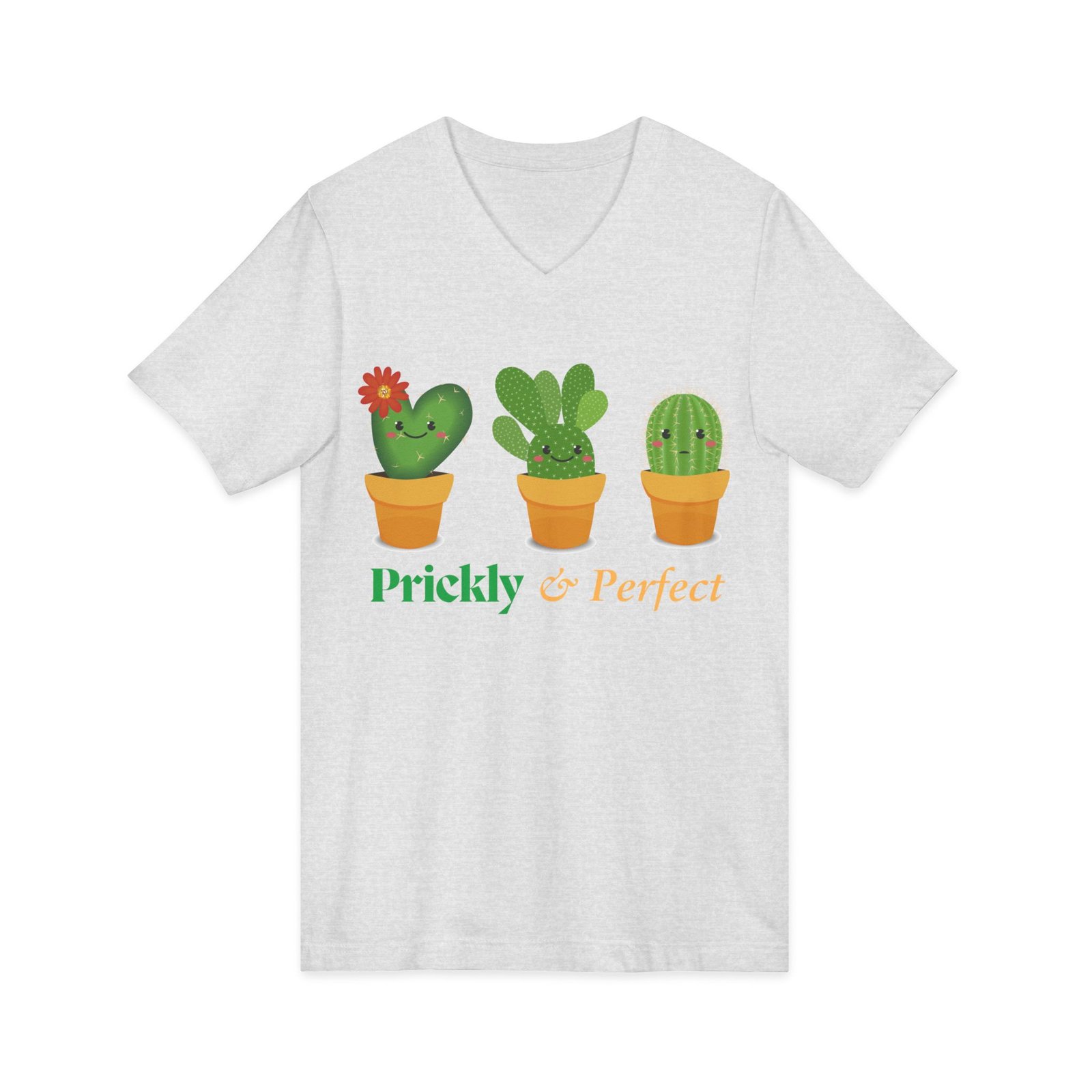 Cactus Love V-Neck Tee - Prickly & Perfect T-Shirt for Plant Lovers, Cute Garden Gift, Summer Casual Wear, Eco-Friendly Style - Image 3