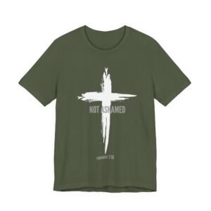 Not Ashamed Shirt - Bella Canvas Unisex Christian T-Shirt with Cross & Romans 1:16, Faith Graphic Tee, Bible Verse Apparel