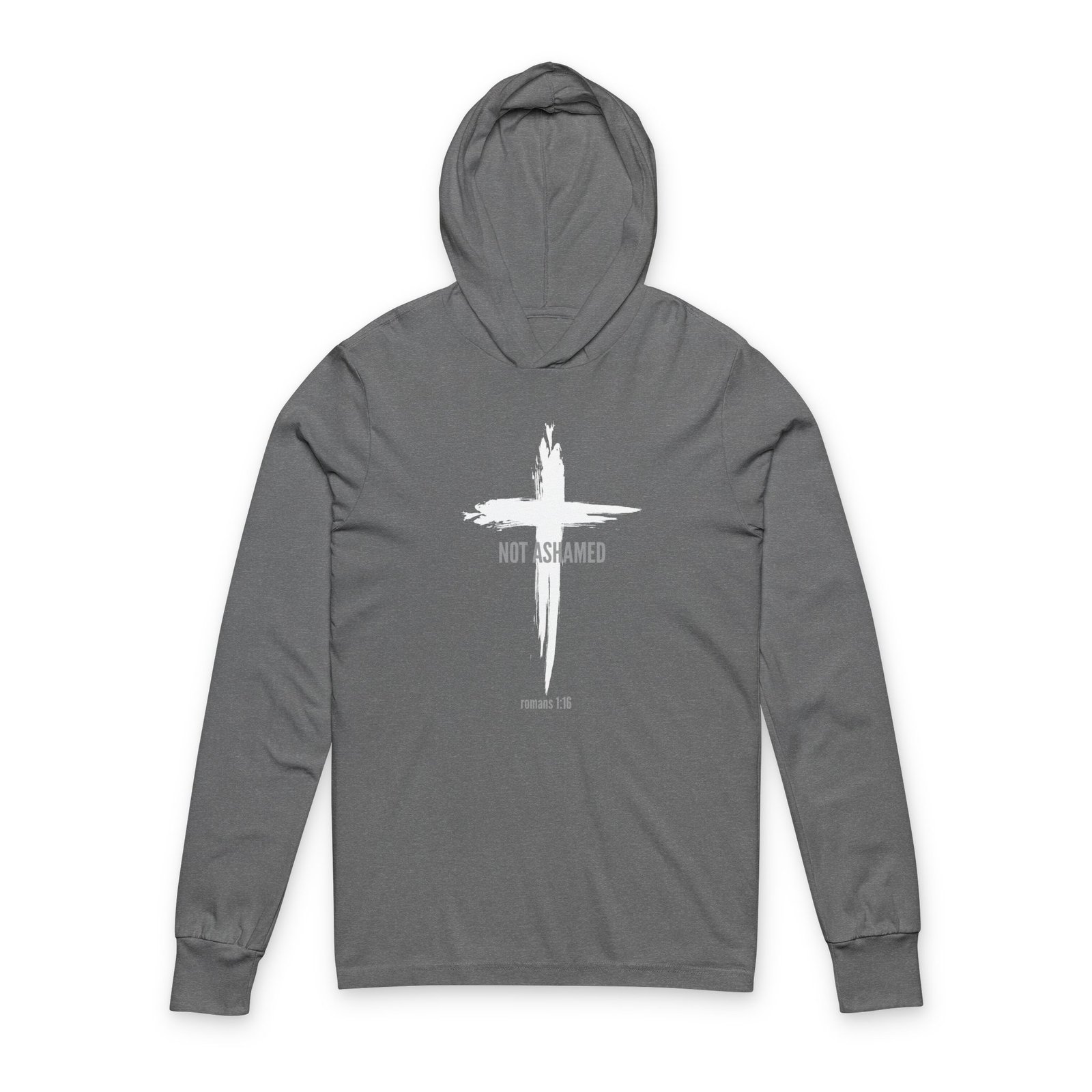 Not Ashamed Hoodie - Bella Canvas Unisex Christian Hoodie with Cross & Romans 1:16, Faith Graphic Sweatshirt, Bible Verse Apparel - Image 3