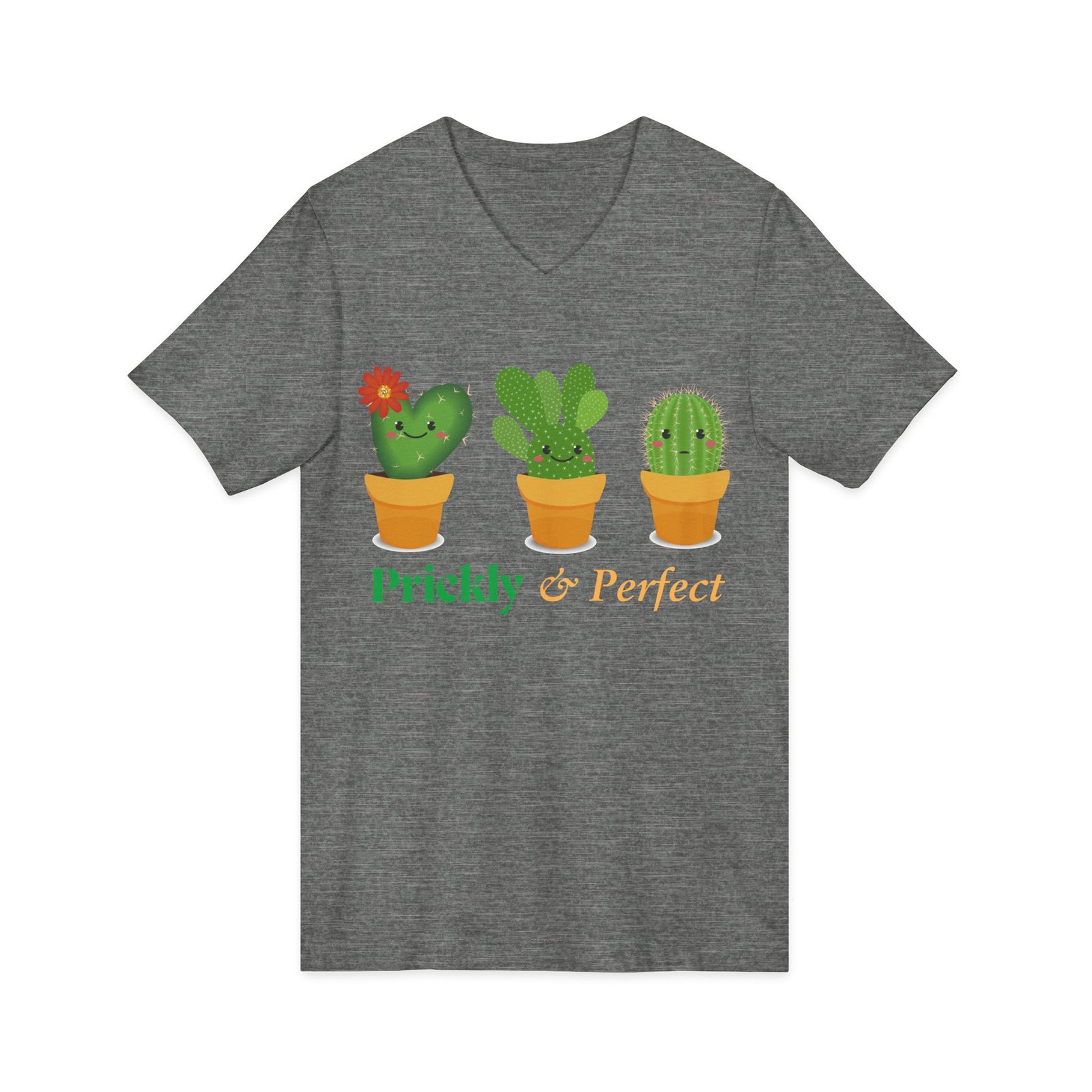 Cactus Love V-Neck Tee - Prickly & Perfect T-Shirt for Plant Lovers, Cute Garden Gift, Summer Casual Wear, Eco-Friendly Style