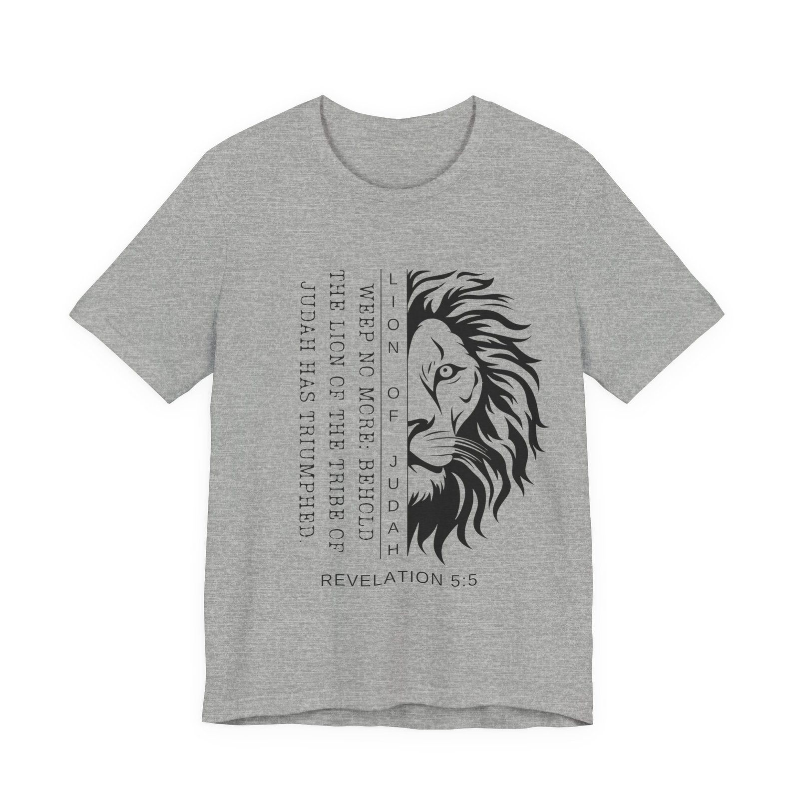 Lion of Judah Shirt - Unisex Bella Canvas Christian T-Shirt with Revelation 5:5, Bible Verse Lion Head Graphic Tee