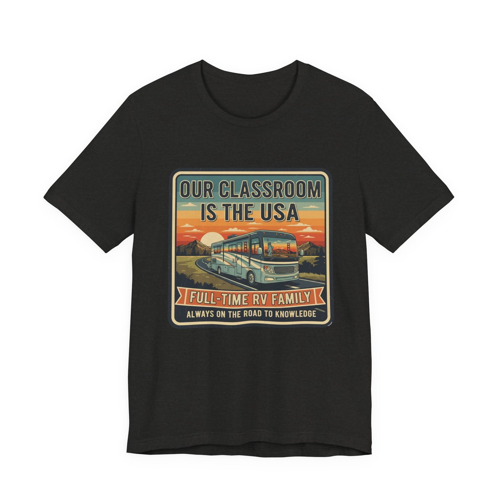 Our Classroom Is the USA Shirt – Full-Time RV Family Roadschooling T-Shirt, On the Road to Knowledge Homeschool Tee - Image 7