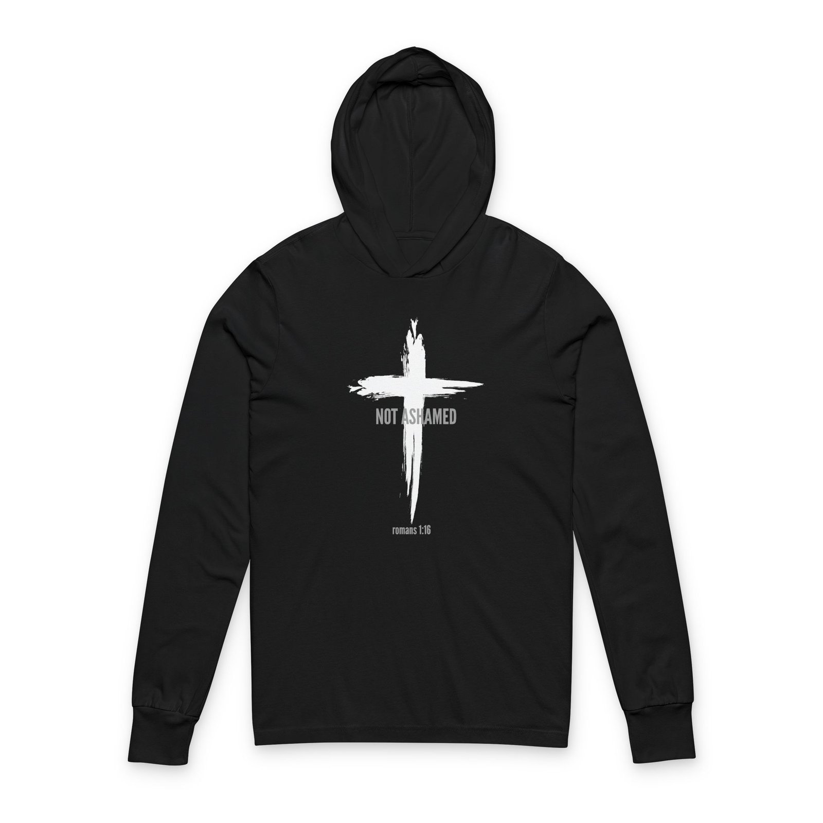 Not Ashamed Hoodie - Bella Canvas Unisex Christian Hoodie with Cross & Romans 1:16, Faith Graphic Sweatshirt, Bible Verse Apparel - Image 2
