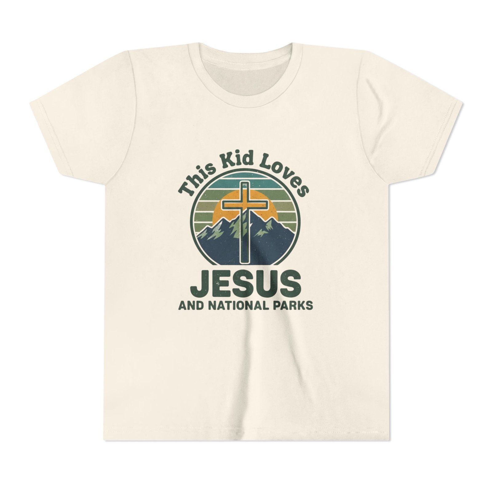 This Kid Loves Jesus and National Parks Youth T-Shirt - Christian Outdoor Kids Tee, Faith & Adventure Shirt - Image 3