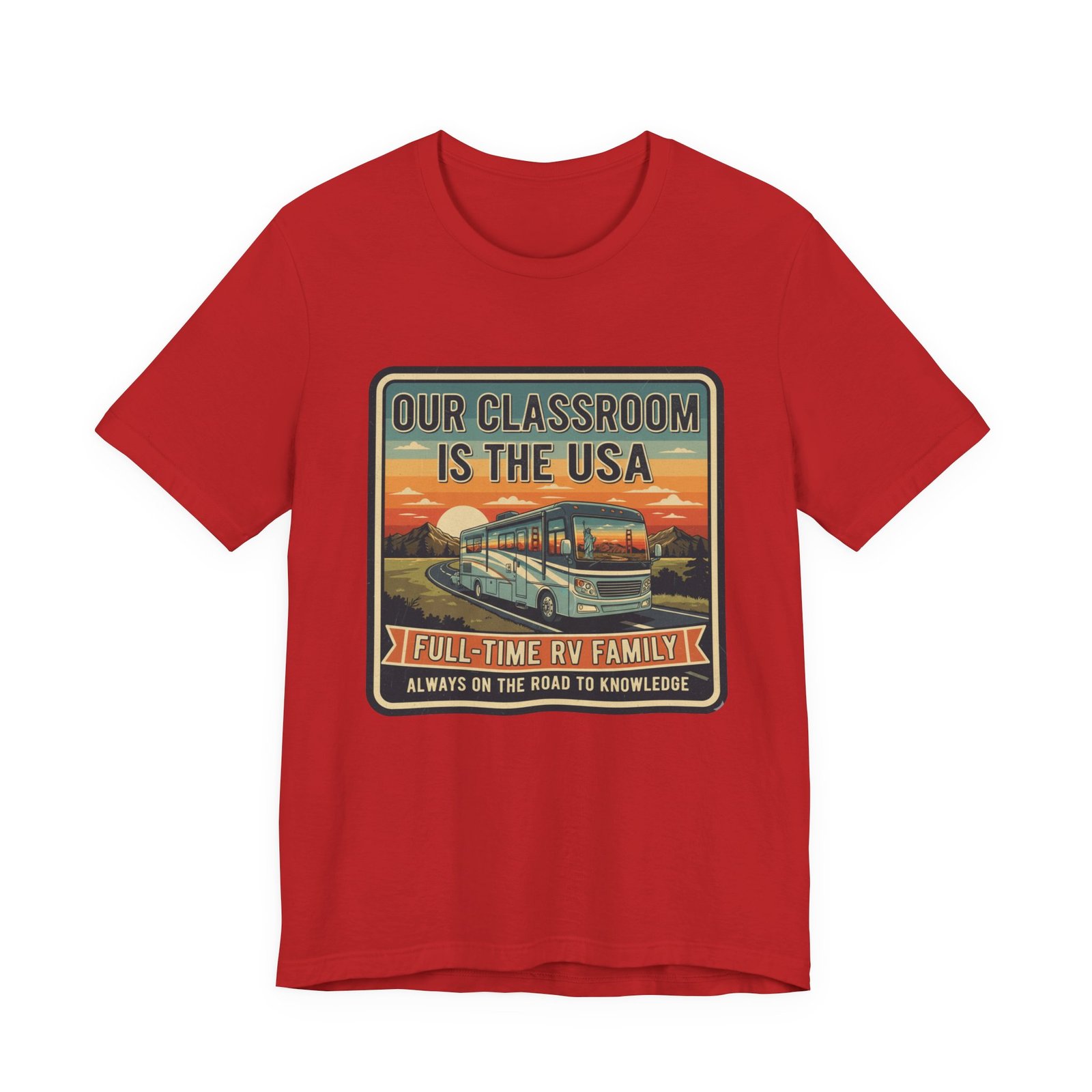 Our Classroom Is the USA Shirt – Full-Time RV Family Roadschooling T-Shirt, On the Road to Knowledge Homeschool Tee - Image 19