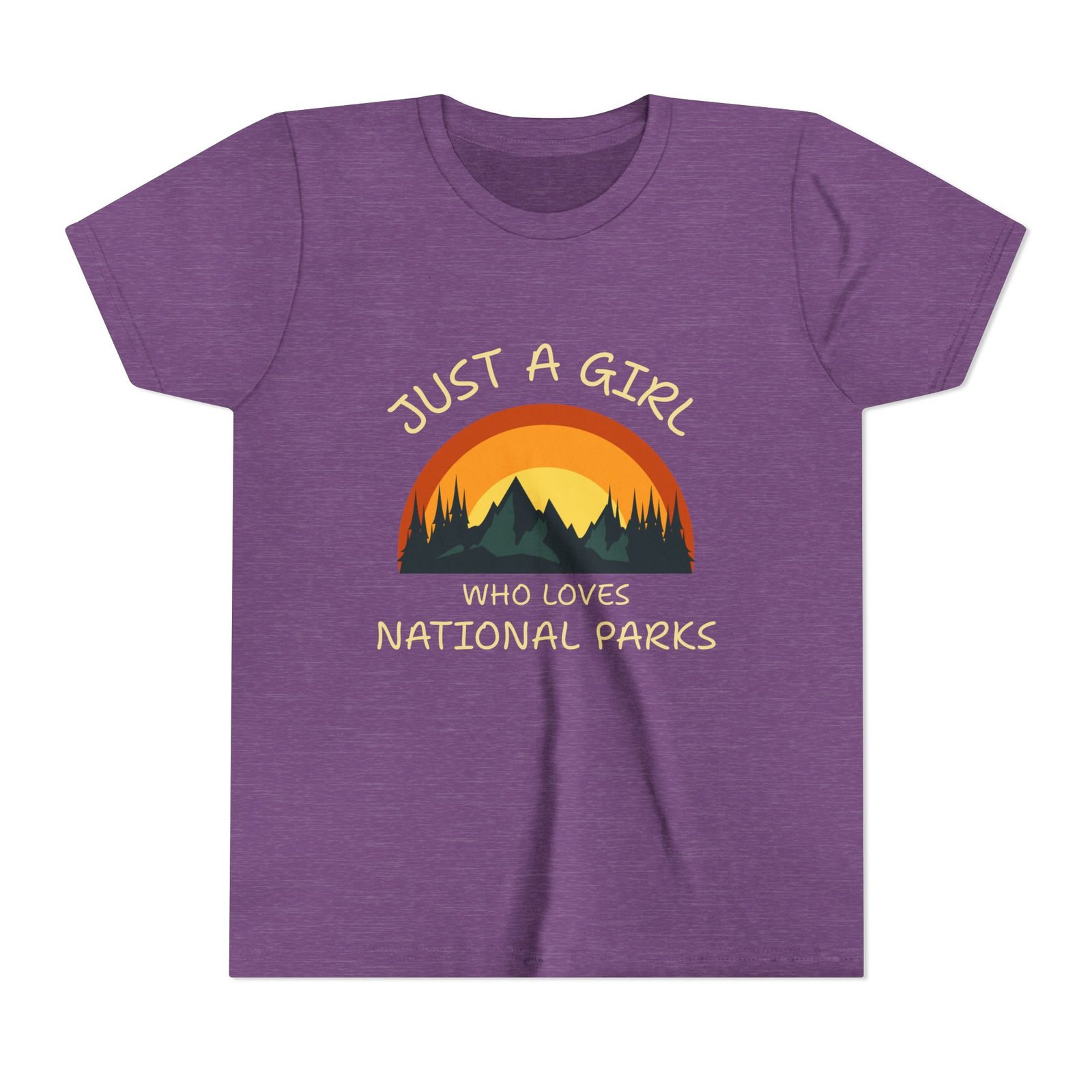 Just a Girl Who Loves National Parks Youth T-Shirt - Adventure Kids Tee, Outdoor Nature Lover Shirt