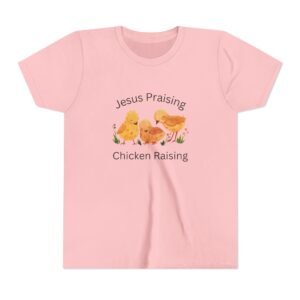 Jesus Praising Chicken Raising Youth Shirt - Kids Christian T-Shirt, Farm & Faith Graphic Tee by Kid Designer
