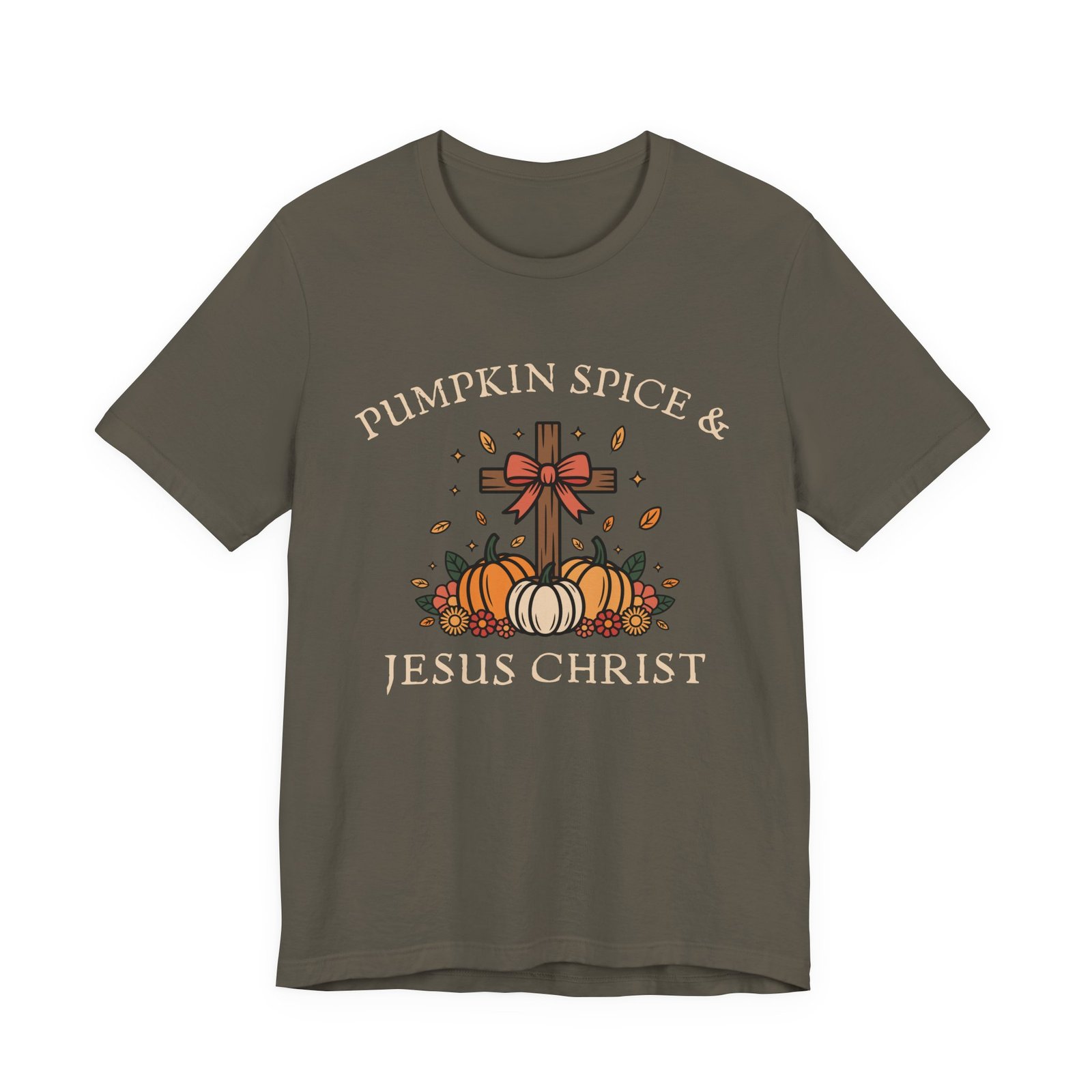 Pumpkin Spice and Jesus Christ - Bella Canvas Unisex T-shirt, Christian Fall Apparel, Faith & Coffee - Image 6