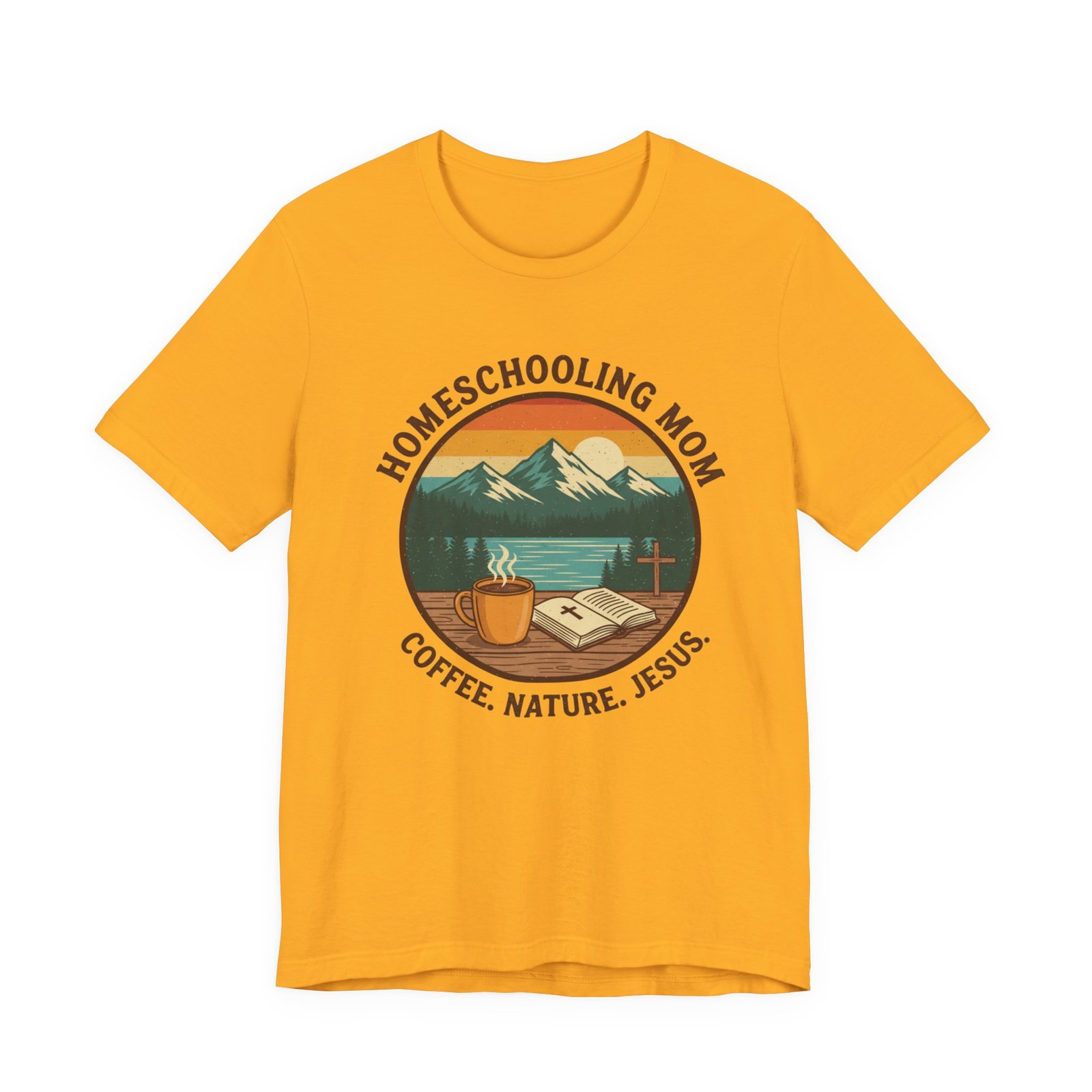 Homeschooling Mom Coffee Nature Jesus Shirt - Bella + Canvas Unisex Christian Homeschool Tee, Faith & Outdoors Shirt for Moms - Image 7