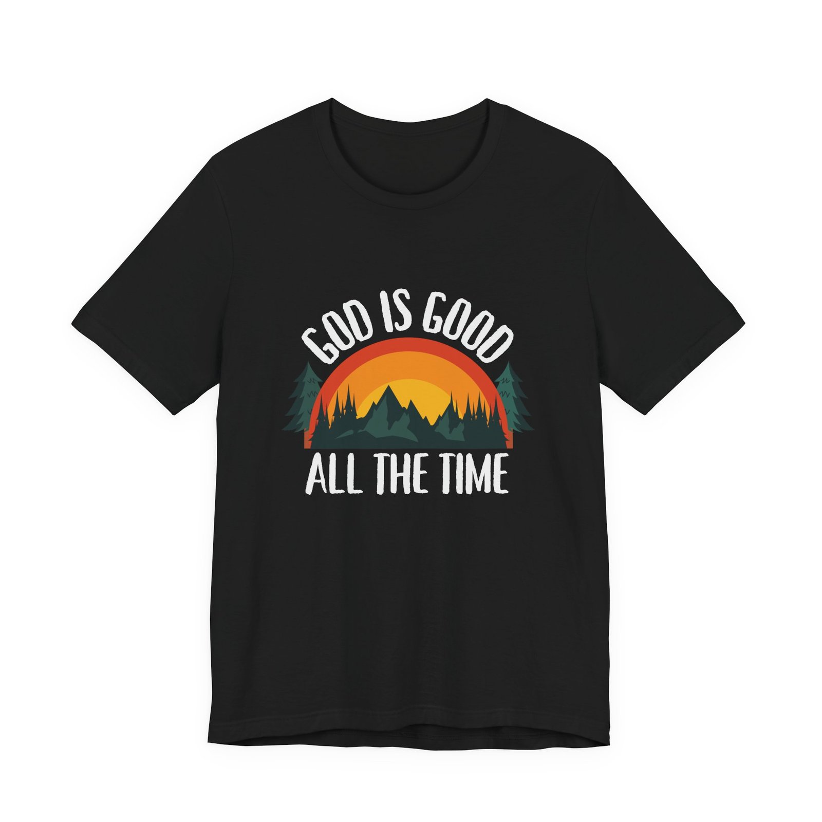 God Is Good All the Time Shirt Retro - Vintage Forest Design, Unisex Christian T-Shirt, Faith Graphic Tee - Image 2