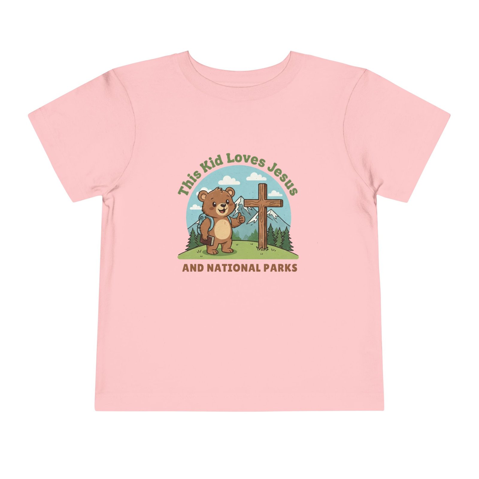 This Kid Loves Jesus and National Parks Toddler T-Shirt - Christian Adventure Shirt with Bear & Mountains, Outdoor Kids Tee - Image 11