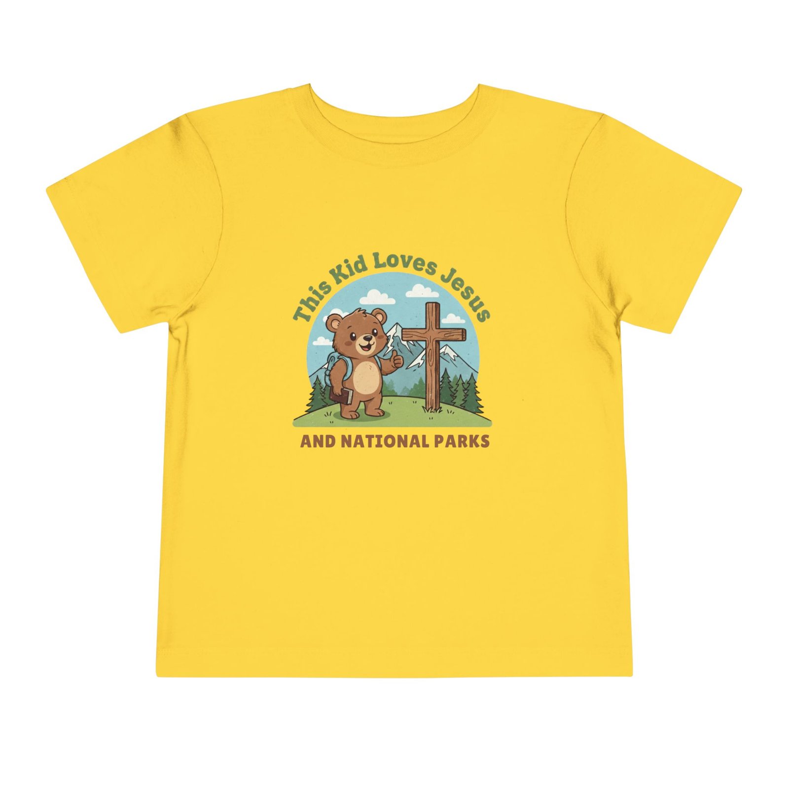 This Kid Loves Jesus and National Parks Toddler T-Shirt - Christian Adventure Shirt with Bear & Mountains, Outdoor Kids Tee - Image 6