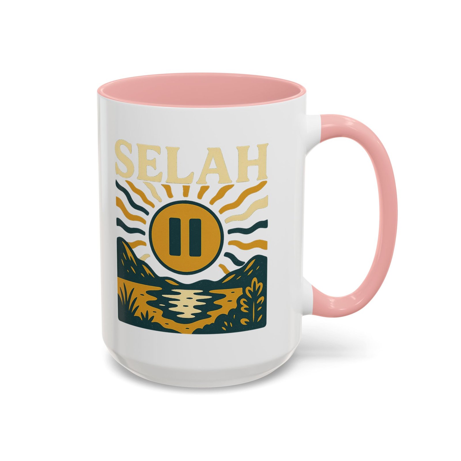 Selah Sunrise Coffee Mug — 11/15oz Accent Ceramic Mug with Pause Symbol and Scenic Nature Design - Image 8
