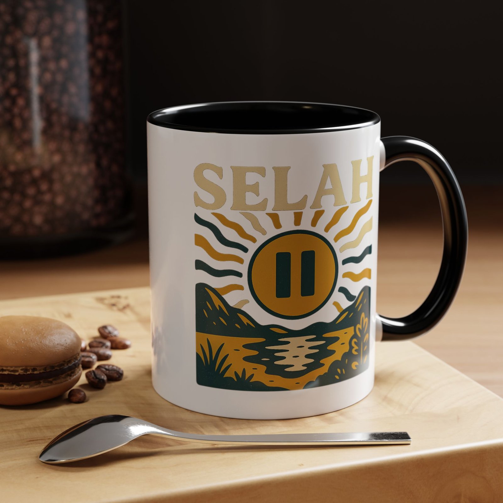 Selah Sunrise Coffee Mug — 11/15oz Accent Ceramic Mug with Pause Symbol and Scenic Nature Design - Image 2