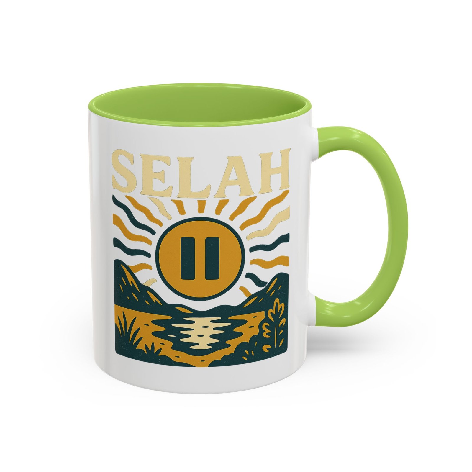 Selah Sunrise Coffee Mug — 11/15oz Accent Ceramic Mug with Pause Symbol and Scenic Nature Design - Image 16